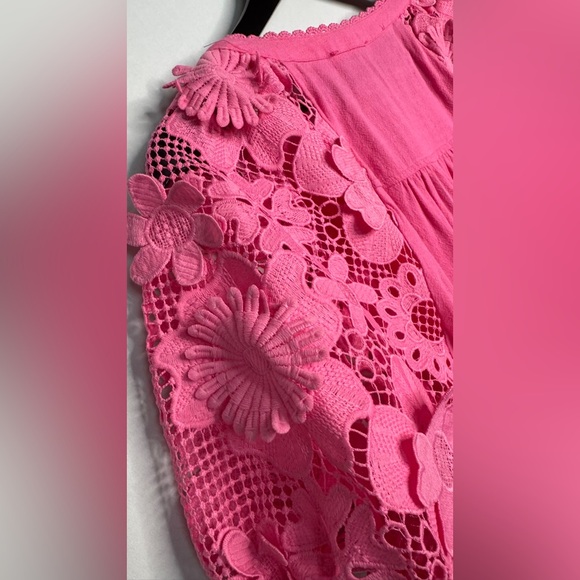 Umgee‎ Bright Pink Babydoll Barbie core Summer Embroidered Dress Size Small - Picture 4 of 6